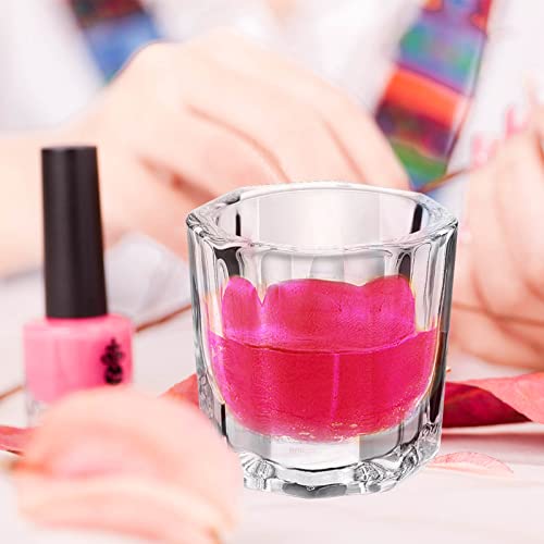 Hioph 10pcs Dappen Dish for Acrylic Nails, Acrylic Powder Holder, Acrylic Glass Jar Dampen Dish Liquid Cup for Nail Art Manicure Care Tools