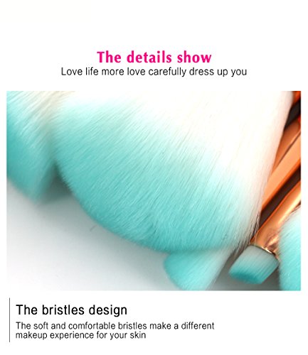 Makeup Brushes, Tenmon 10 Pieces Mermaid Style Eye Brushes Sets Suitable for Concealer Eye Shadow Powder Blush Liquid Foundation Advanced Mixed C