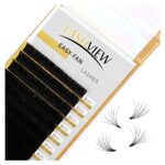 LASHVIEW 1S Fast Auto-Fan Eyelash Extensions Thickness 0.07mm D Curl 8-15mm Length Silk Individual Handmade Semi-permanent Soft Volume Eyelashes