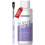 Saviland 120ml Acrylic Liquid with Acrylic Brush– Monomer for Acrylic Nails with Acrylic Nail Brush 12# MMA-Free Non-Yellowing Formula Acrylic Mo