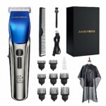 BarberBoss Hair Clippers Men, Beard Trimmer - 4 Speed Settings, Ceramic Blade, 8 Comb Attachments, LED Display, USB Charge, Waterproof, Hair Groo