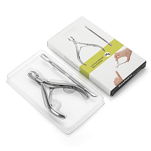 Cuticle Nipper, Saxhorn Cuticle Cutter and Remover with Cuticle Pusher for Dead Skin - Durable Manicure Tools and Cuticle Clippers- Stainless Ste