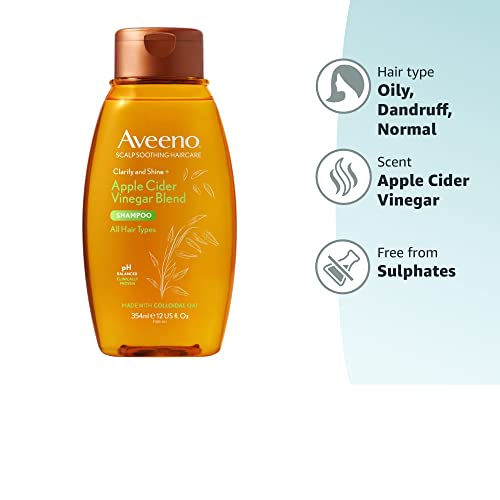 Aveeno Itchy Scalp Soothing & Clarifying Shampoo with Apple Cider Vinegar for Greasy Hair 354ml