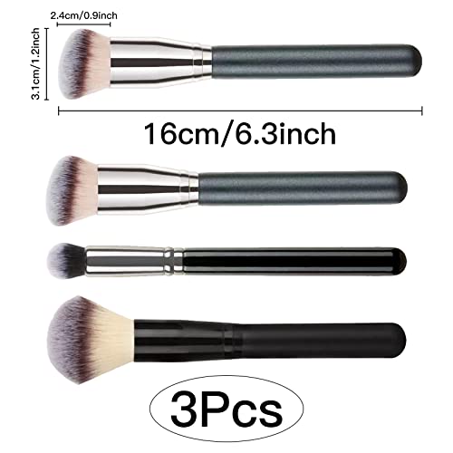 3 Pcs Makeup Brushes, Foundation Brush Face Brush Concealer Blushes Brush, Make up Brush Liquid Cream Flawless Foundation Brush Powder Makeup Bru