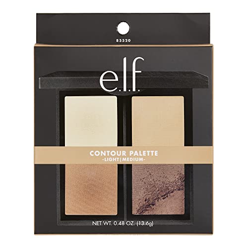 Contour Palette, 4 Shades, Customizable, Easy to Apply, Sculpts, Shades, Brightens, Light/Medium, Infused with Vitamin E, All-Day Wear 16g
