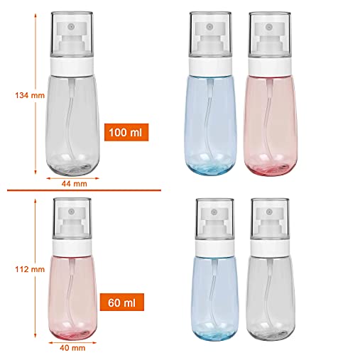 Lahviuu Spray Bottles,6 pcs Fine Mist Empty Travel Bottle Set Portable Reflillable Liquid Containers,Atomiser for Cosmetic,Make Up,Hair,Perfume,6