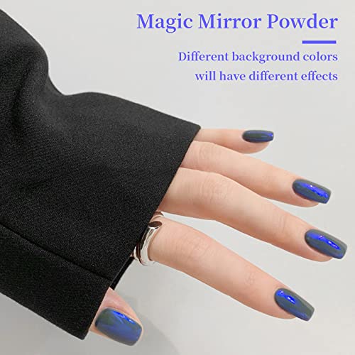 Chrome Nail Powder,6 Color Mermaid Neon Nail Glitters Powder Gel Polish Metallic Nail Art Pigment Powder Set with Nail Sponge Brushes for Nail Ar