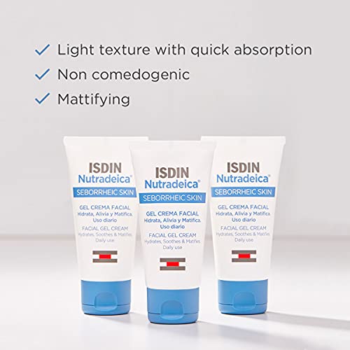 ISDIN Nutradeica Facial Gel Cream 50ml | For Seborrheic Skin | Hydrates, Soothes and Matifies skin