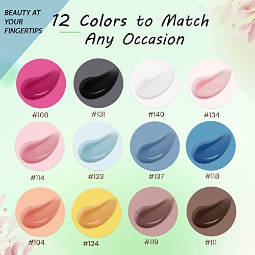 Gel Nail Polish Set, Phoenixy 12 Colours Gel Nail Polish Kit with UV/LED Nail Lamp,Soak Off Nail Polish Glossy Matte Top Coat Gel Nail Starter Ki