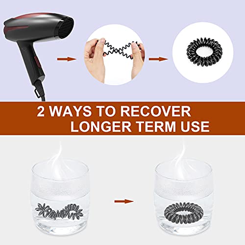 Spiral Hair Ties, 8Pcs Super Comfy Coil Hair Ties for Thick Hair, No Crease Phone Cord Hair Ties, Strong Grip Ponytail Holder Elastics for Girls