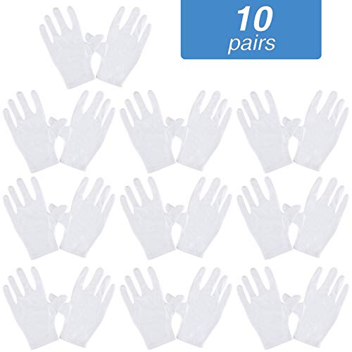Rovtop 10 Pairs Cotton White Gloves, 9.8 inches,Used to inspect Jewelry, Dry Hand moisturizer & Daily Work and More