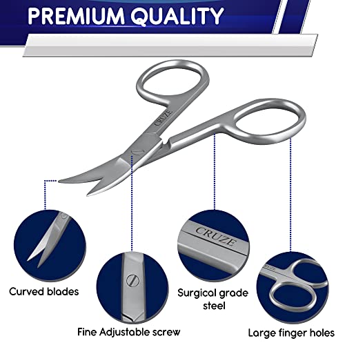 CRUZE Nail Scissors | Professional Multi-Purpose, Manicure Curved Blade Scissors for Men and Women Nails, Cuticle, and Thick toenails