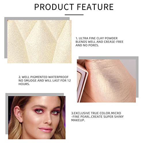 Blushers For Cheeks Make Up, Highlighter Blush Shimmer Blusher, 3D Diamond Long Lasting Contour Palette Brighten Skin Blendable & Buildable Bronz
