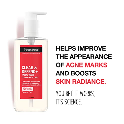 Neutrogena Face Wash, Clear and Defend plus Wash, 200 ml (Pack of 1)