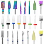 MAQUITA 24pcs Nail Drill Bits Professional Ceramic Tungsten Alloy Nail Drill Bits Gel Nails Accessories Remove Gel Acrylic Cuticle Cutter Bits fo