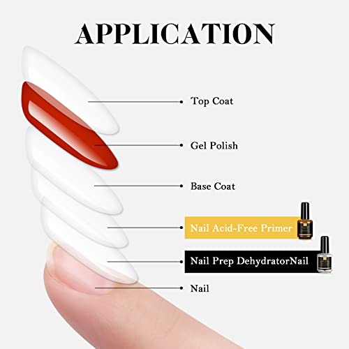 Saviland Nail Dehydrator and Bond Primer, Long-lasting Nail Prep Dehydrate and Acid Free Bonding Primer Set Professional Natural for Acrylic Powd