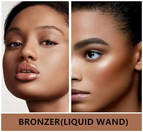 Go Ho Liquid Contour Wand,Liquid Bronzer Stick,Cream Face Concealer Contouring with Cushion Applicator,Easy to Blend & Long Lasting & Smooth Natu