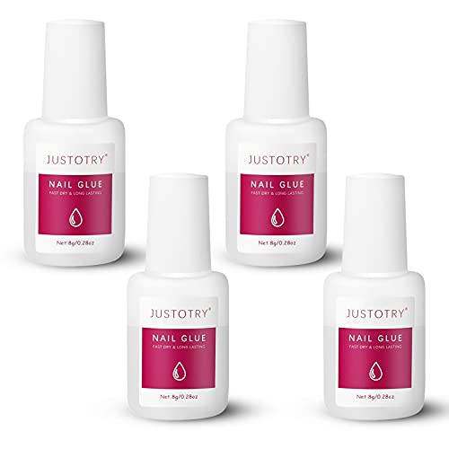 JUSTOTRY 2 Pcs Professional Strong Nail Glue for Acrylic Tips Extra Strong and Press on Nails Long Lasting - Fast Bond & Super Strong Acrylic Nai