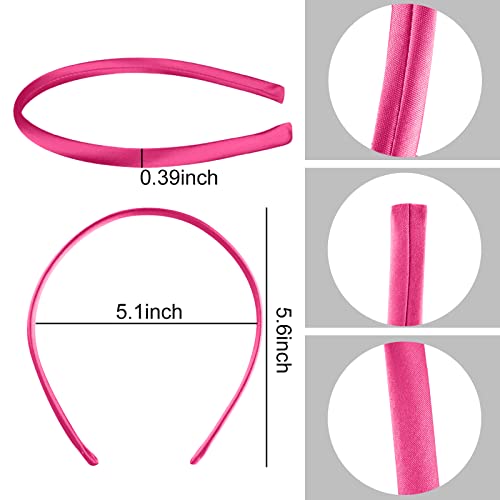 SIQUK 18 Pieces Satin Headbands Colourful Non-slip Headband 0.39 Inch DIY Satin Covered Headband for Women and Girls, 18 Colours