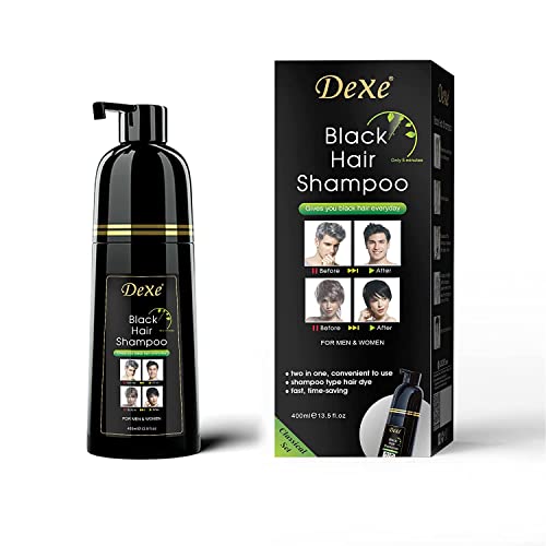 Instant black hair shampoo, hair dye shampoo for men and women - easy to use - quick and easy - lasts 30 days 3 in 1 black hair dye (Bottled)