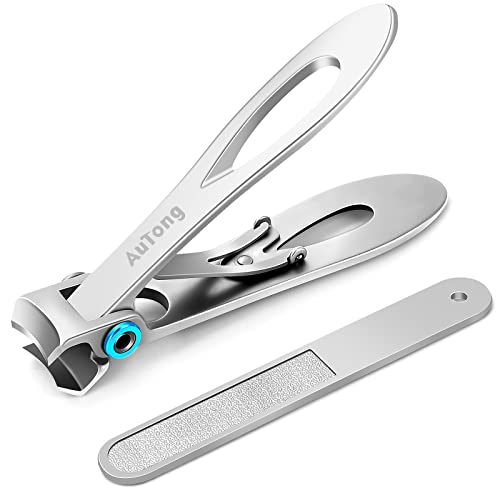 Large Nail Clippers Set for Thick Nails - 16.5mm Wide Jaw Opening Toenail Cutter with Nail File - Heavy Duty Stainless Steel Fingernail Clipper f