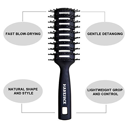 MANEJACK Professional Men's Hair Brush - Great Styling & Blow Drying Brush for Slicked-back, Vented Brushes Set for Men & Women