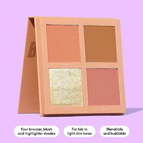 BEAUTY BAY First Light Face Palette All In One - 4 Shade Highlighter, Bronzer & Blush Powder Face Palette - Blendable, Buildable Makeup For Custo