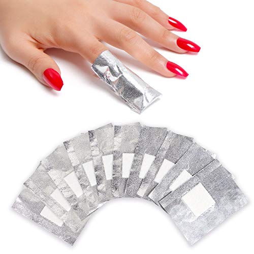 HUAXIYAN Nail Polish Remover Gel Polish Remover Soak Off Foils Gel Nail Polish Remover Wrap Foils with Lager Cotton Pad Nail Gel Remover Tool (10