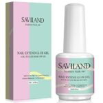 Saviland 15ML Gel Nail Glue - 4 In 1 Extra Strong Nail Glue Gel for Long Lasting Acrylic Nail Tips, Brush on Nail Glue for Broken Nail Extension