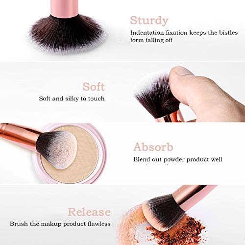 Makeup Brushes DUAIU 15PCs Pink Marble Makeup Brush Set Professional Premium Synthetic Make Up Brushes for Foundation, Powder, Blush, Contour, Co