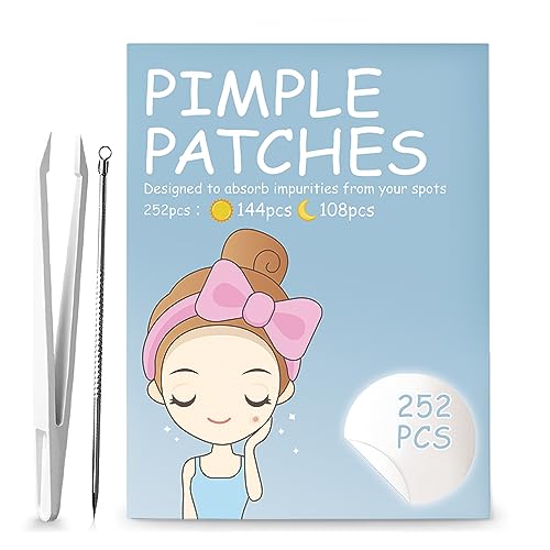 252pcs Day and Night Spot Patches, Translucent Hydrocolloid Spot Stickers for Facial Pimple, Effective Reduce Blemishes and Spots Cover Fit for A