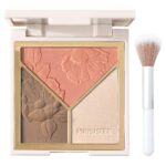 Blushers for Cheeks, 3 In 1 Blush Highlighter Contour Palette Make Up Powder, Face Blusher for Women Natural Look Long-Lasting Sweat-Resistant Bl