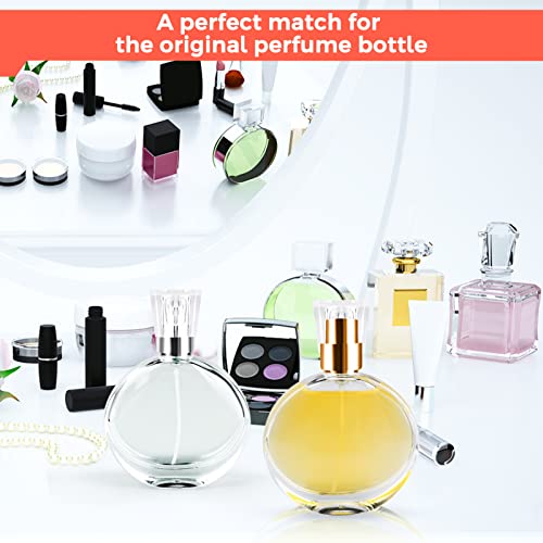 BOOHO 2Pcs 30/50ml Empty Glass Perfume Atomiser, 2 colors Clear Glass Atomiser Spray Bottles, Round Refillable Spray Perfume Bottles Fine Mist Co