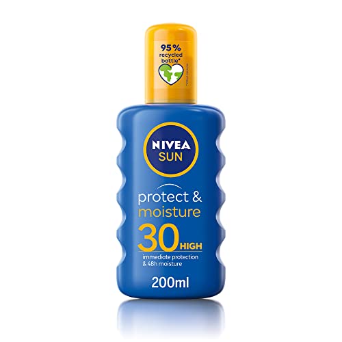 NIVEA Sun Protect & Moisture Sun Spray SPF30 (200 ml), Moisturising Suncream Spray with SPF30, Advanced Sunscreen Protection & SUN Protect & Dry