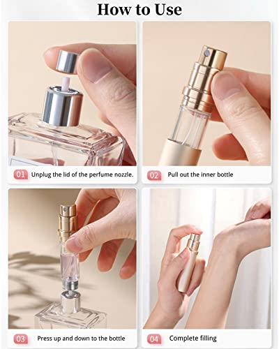 SUBORAWOS 5ML Perfume Atomiser,Refillable Perfume Spray Bottles,Cologne Dispenser,Fragrance Empty Spray Bottle for Travel(Rose Gold)