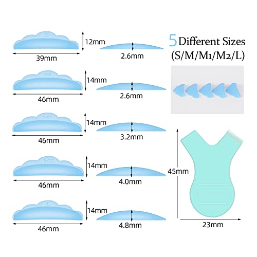 ATOMUS 60PCS Eyelash Perming Silicone Pads Eyelash Lift Perming Curler Shield Pads with 10PCS Y Shape Eyelash Brush