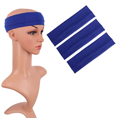 MapofBeauty 3 Pack Yoga Headbands Stretchy Cotton Head Band Hairwarp Sports Running Exercise Gym (Solid Color)