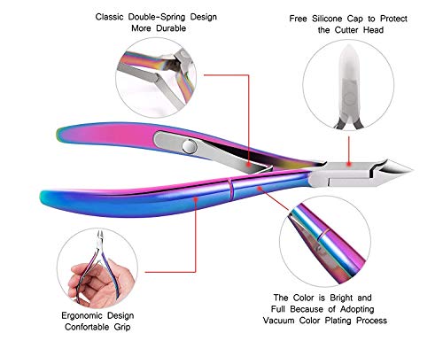 Cuticle Nippers with Cuticle Pusher -Stainless Steel Chameleon Cuticle Cutter Cuticle Clippers Scissors Cuticle Remover for Manicure and Pedicure