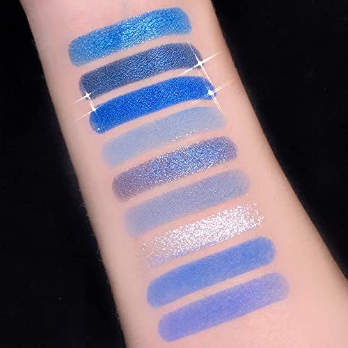Blue Eyeshadow Palette, Glitter Eye shadow Makeup,Navy Blue Eyeshadow Shiny Sparkle Shimmer Waterproof Pallete,Royal Blue Glitter Eye Eyeshadow M