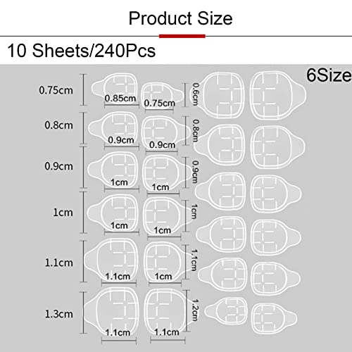 ILamourCar False Nails Stickers, 240 Pcs Double-Side Glue Nail Sticker, Waterproof Breathable False Nail Glue Stickers for DIY Nail Art Decoratio