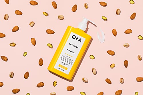 Q+A Ceramide Body Lotion, for Nourishing body care with Squalane, Pineapple Ceramides, and a barrier-protecting Sugar Complex, provides the deep