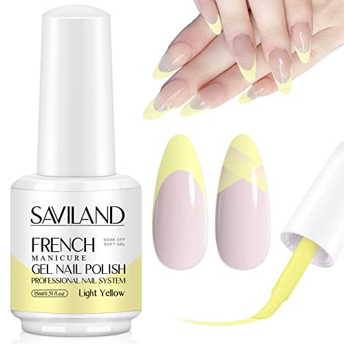 Saviland French White Gel Nail Polish -10ml Upgrade U V/LED Soak Off Gel Nail Polish Manicure for Professional, Salon & Home Use, Long Lasting, E