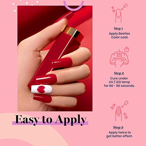 Beetles Bloody Mary Red Gel Nail Polish Set - 6 Pcs Shimmer Red Burgundy Red Gel Polish Red Glitter Nail Polish Soak Off UV Nail Lamp Gel Nail Ki