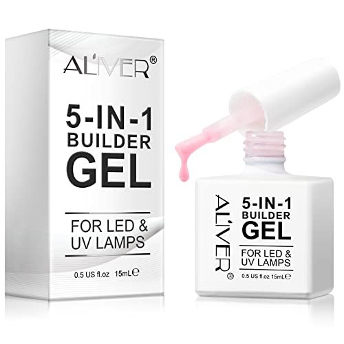 Builder Gel for Nails, 5 in 1 Gel Builder for Nails Strengthener, UV/LED Nail Polish Gel for Nail Art Decoration, Professional Manicure False Nai
