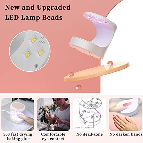 AISEELY LED Gel Nail Lamp, Mini USB UV Nail Lamp with 45° Convergent Light Beads, 60s Quick Drying Gel Nail Lamp for Nail Glue Gel & Gel Polish &