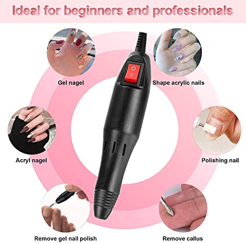 DiiDa Professional Electric Manicure Drill Set Acrylic Nail Gel Polish Remover Electric Nail Files Pedicure Kit with [100pcs Sand Rings+1 Powder