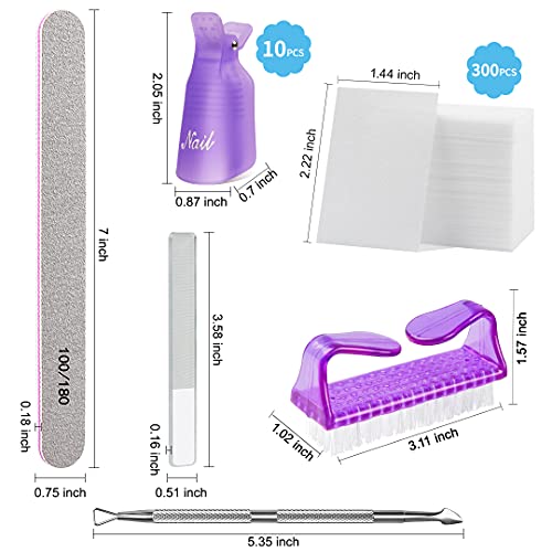 Gel Nail Remover Kit, MORGLES 10PCS Nail Clips Gel Nail Remover Clips 300Pcs Nail Wipe Cotton Pads Nail Files 100/180 Glass Nail Shiner with Cuti