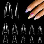 500pcs Nail Tips Stiletto Short for Acrylic, Clear Half Cover Shape Nail Tips French Transparent Nail Tip Press On False Artificial Nails Mold fo