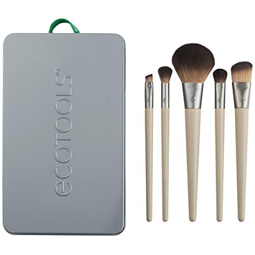 EcoTools Limited Edition Start the Day Beautifully Makeup Brush Set, Silver, 1 Count (Pack of 1)