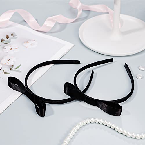 RosewineC 2 Pcs Girls Bow Headband, Bow Clip Hair Set Vintage Headbands Knot Hairband Hair Accessories for Women and School Hair Accessories for